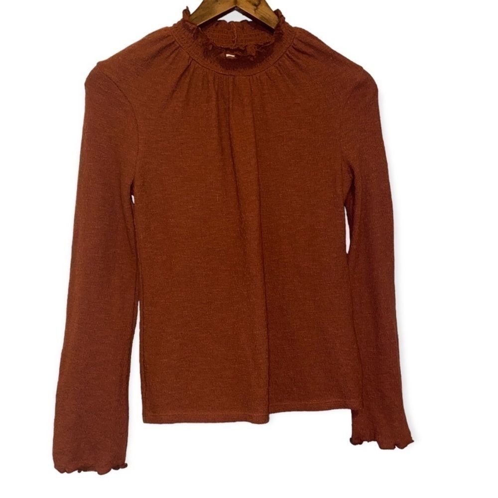 Madewell texture & thread NWT lettuce hem mock neck long sleeve top SIZE XS
